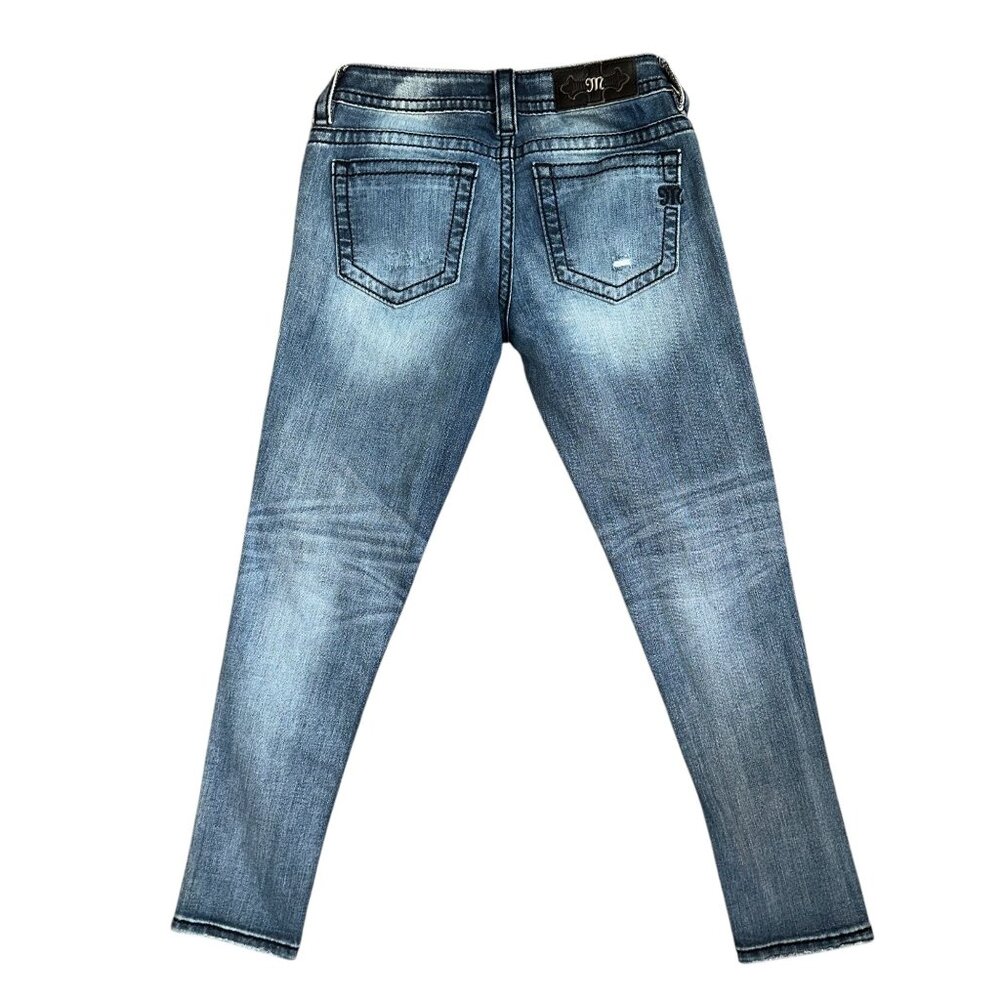 Miss Me JP7668AK Ankle Skinny Womens Jeans 26 26 Embroidered Floral Distressed - Picture 4 of 7